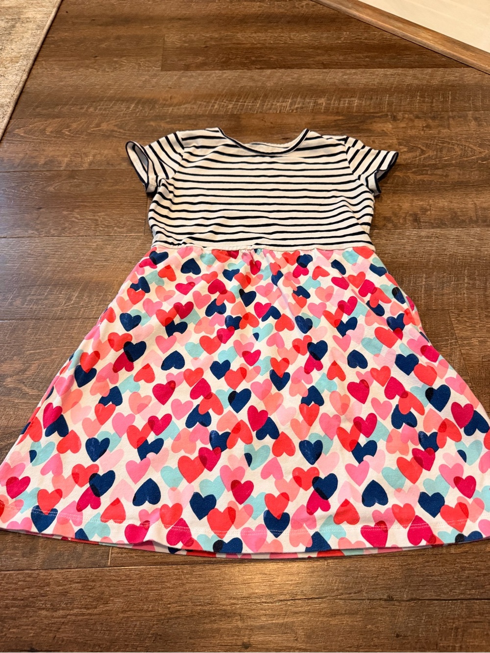 Rumi + Ryder Girls Size Medium 8-10 Heart Print Dress Striped Cotton Blend